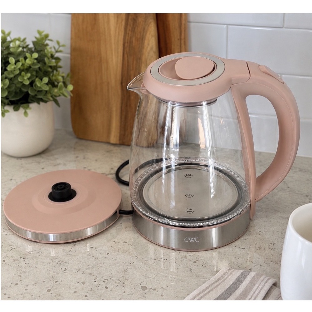 CWC Electric Glass Kettle 1.8L Pink Stainless Steel CGLSK2 1200W New Chic 104-47